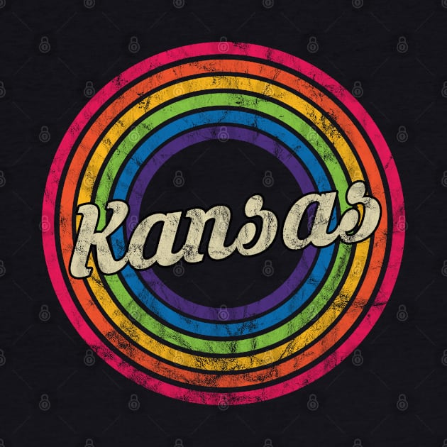 Kansas - Retro Rainbow Faded-Style by MaydenArt